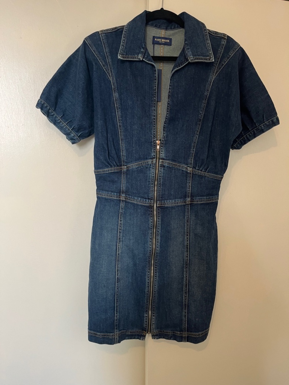 Ramy Brook Indigo Denim Zip-Front Mini Dress